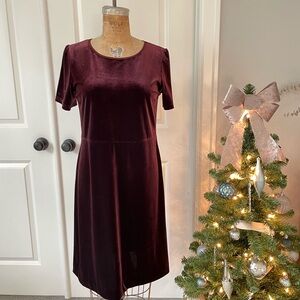 Vintage, perfect condition Laura Ashley maroon velvet dress, size Medium.